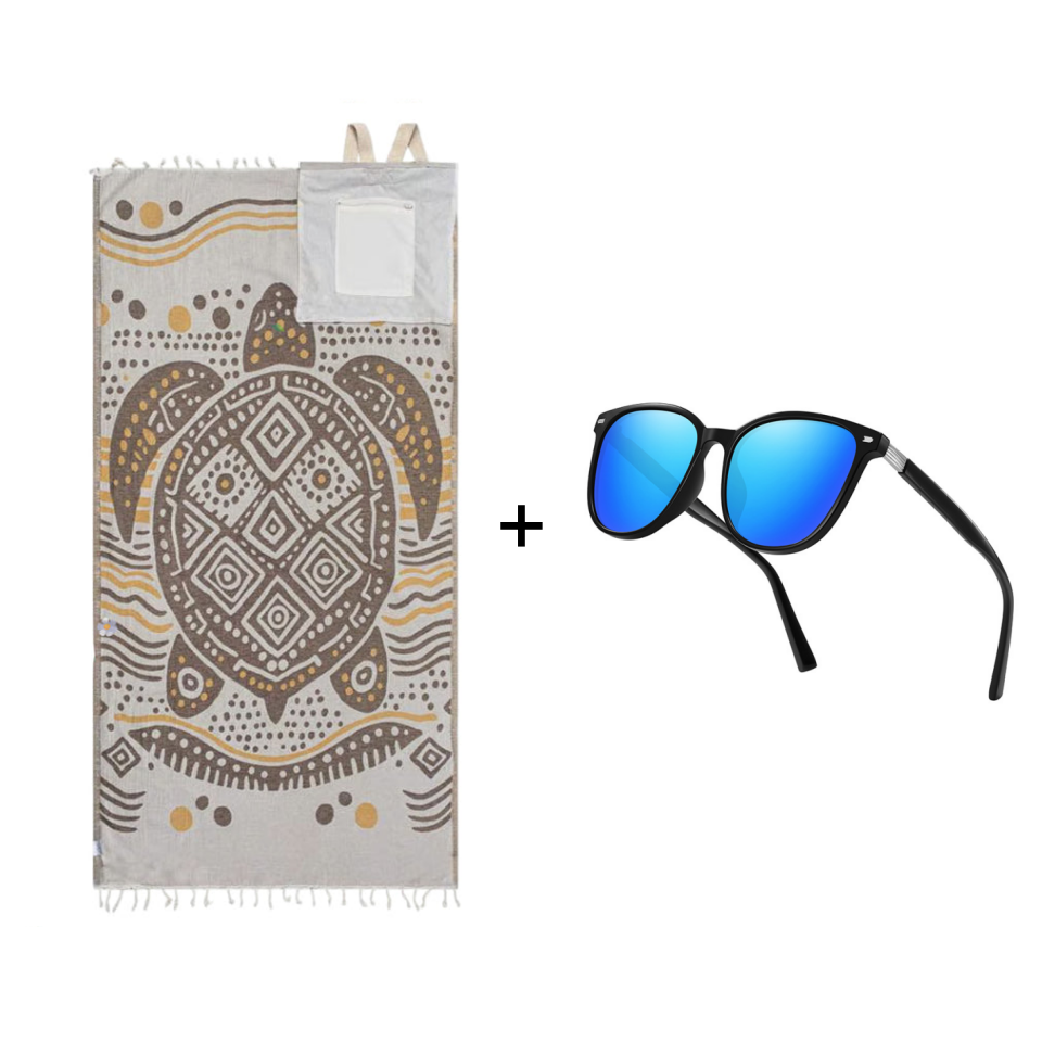 2-in-1 Convertible Beach Towel & Drawstring Backpack