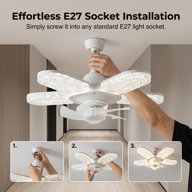 🔥Limited-time 50% off💡 Crystal-Effect LED 5-Blade LED Fan Light