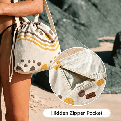 2-in-1 Convertible Beach Towel & Drawstring Backpack