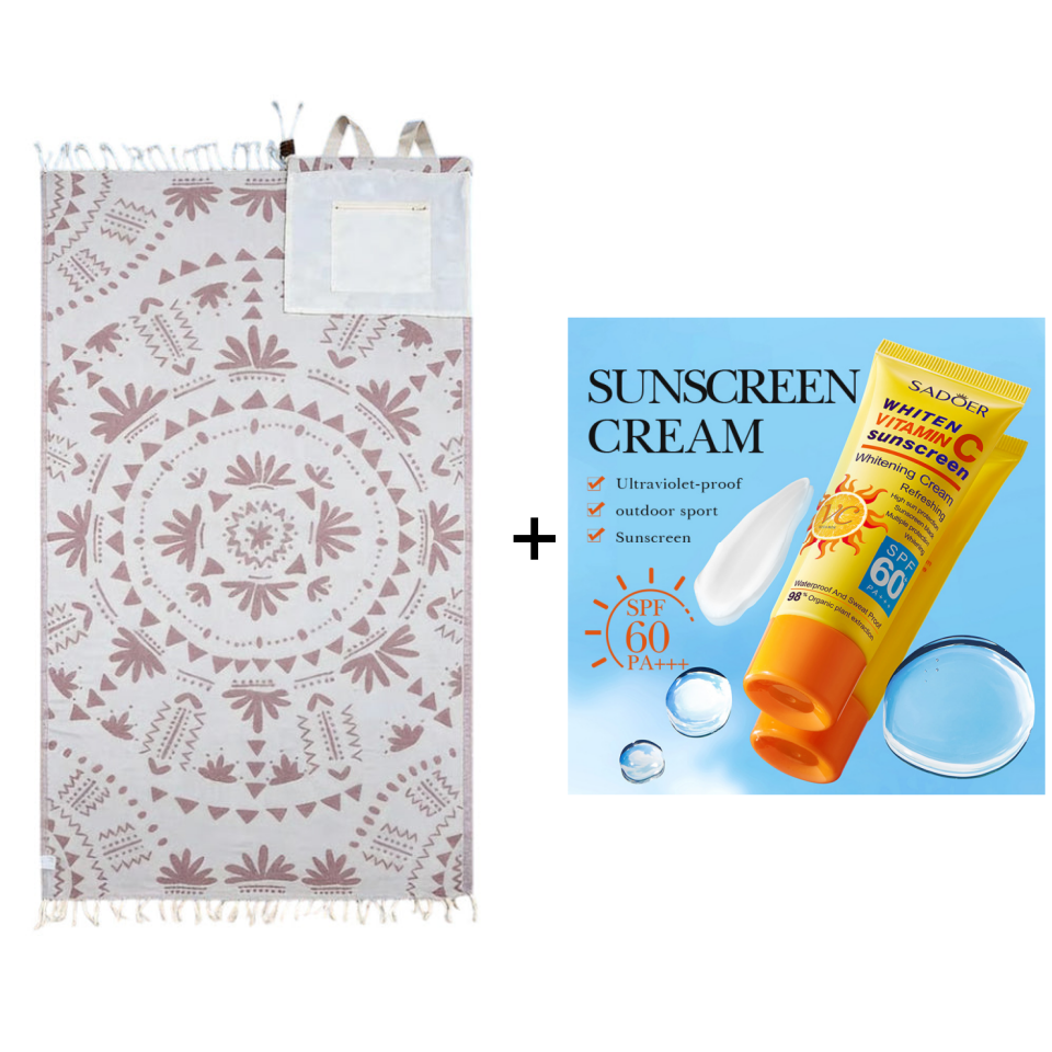 2-in-1 Convertible Beach Towel & Drawstring Backpack