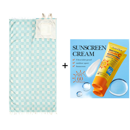 2-in-1 Convertible Beach Towel & Drawstring Backpack