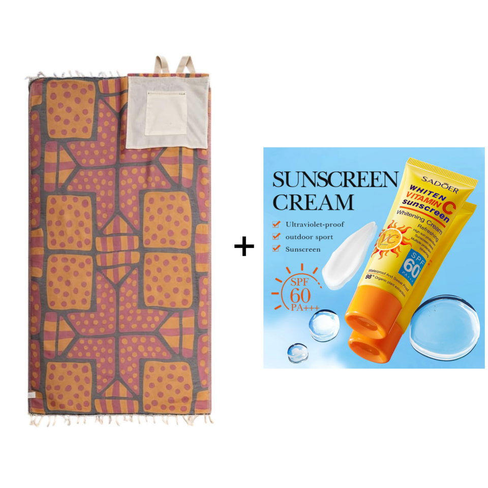 2-in-1 Convertible Beach Towel & Drawstring Backpack